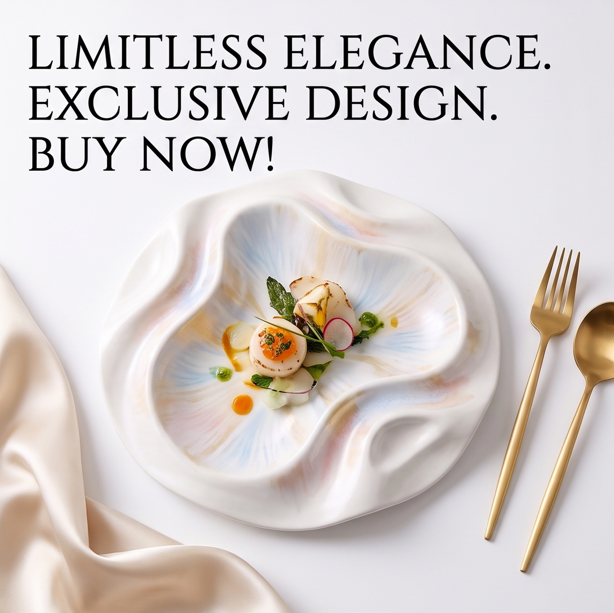 Iridescent Wave Ceramic Serving Dish