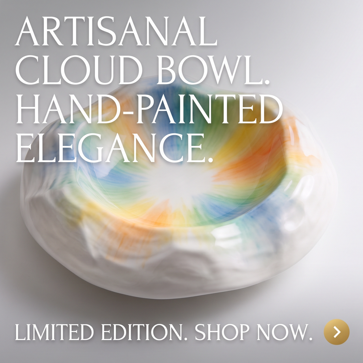 Artisanal Cloud Bowl - Hand-Painted Rainbow Glaze