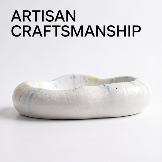 Hand-Painted Ceramic Pebble Serving Bowl