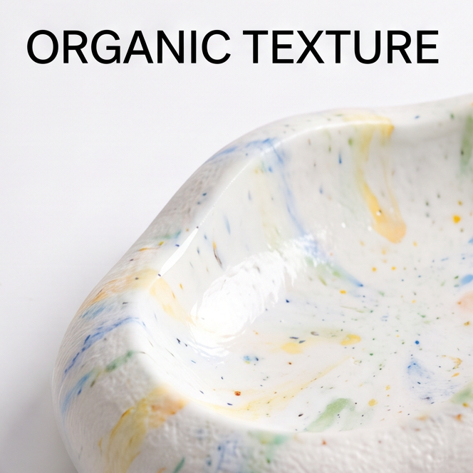Hand-Painted Ceramic Pebble Serving Bowl