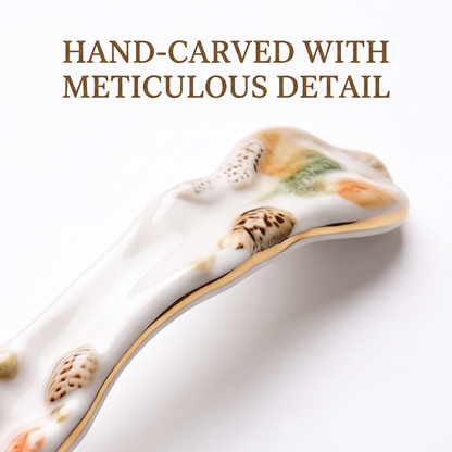Shell-Shaped Ceramic Spoon with Gold Trim