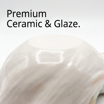 Scalloped Ceramic Serving Spoon with Scroll Handle
