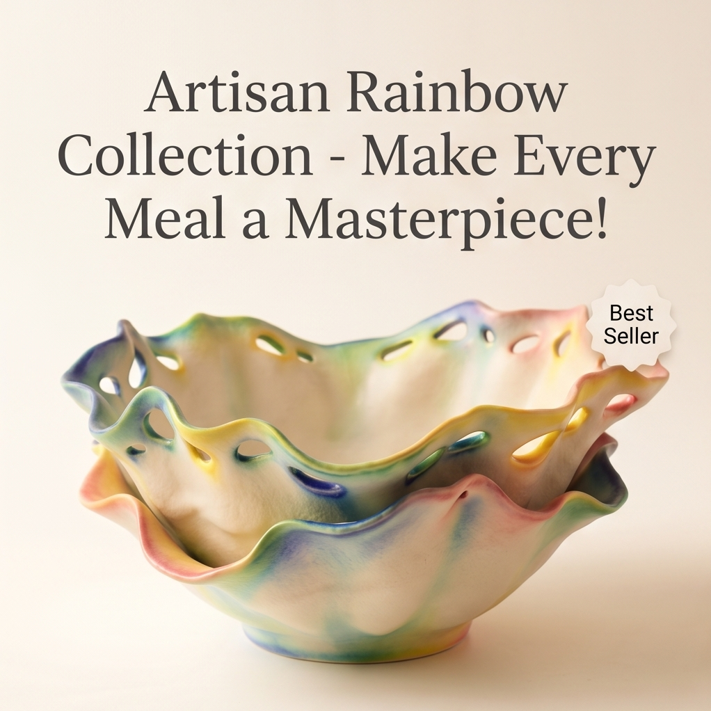 Pastel Ruffled Ceramic Serving Bowl Set