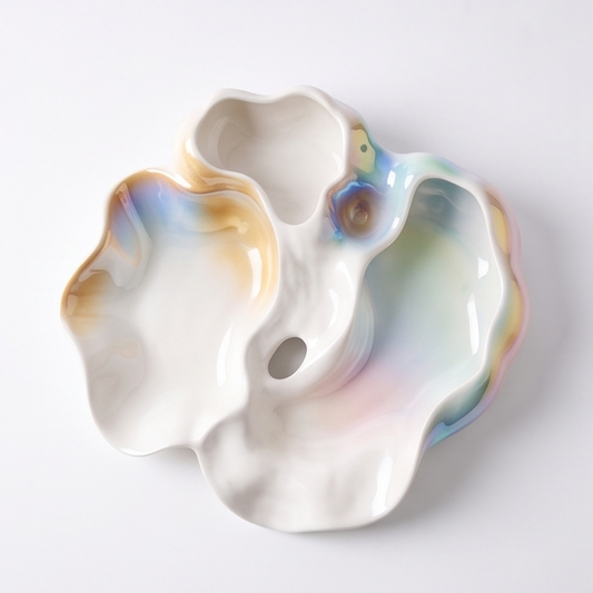 Aurora Collection Rainbow Glaze Ceramic Serving Platter