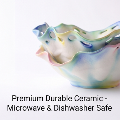 Pastel Ruffled Ceramic Serving Bowl Set