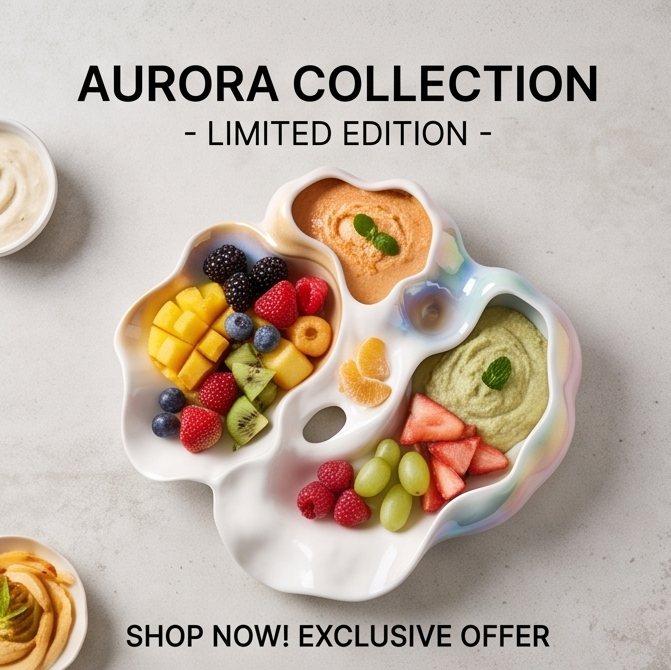 Aurora Collection Rainbow Glaze Ceramic Serving Platter