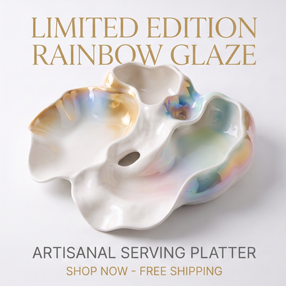 Aurora Collection Rainbow Glaze Ceramic Serving Platter