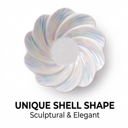 Iridescent Shell-Shaped Ceramic Serving Bowl