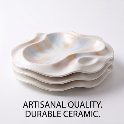Iridescent Wave Ceramic Serving Dish