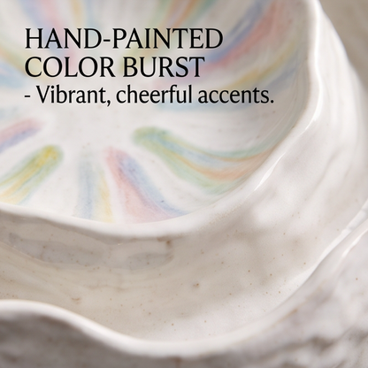 Handmade Ceramic Rainbow Burst Nesting Bowl Set