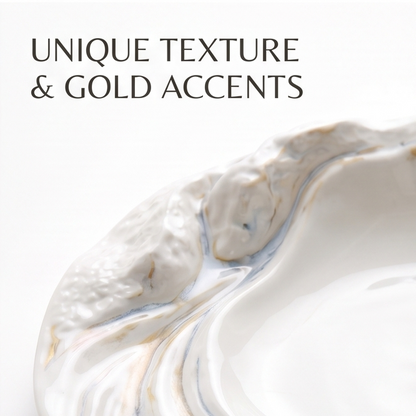 Ocean Waves Collection Luxury White Oyster Ceramic Plate