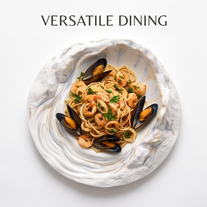 Ocean Waves Collection Luxury White Oyster Ceramic Plate