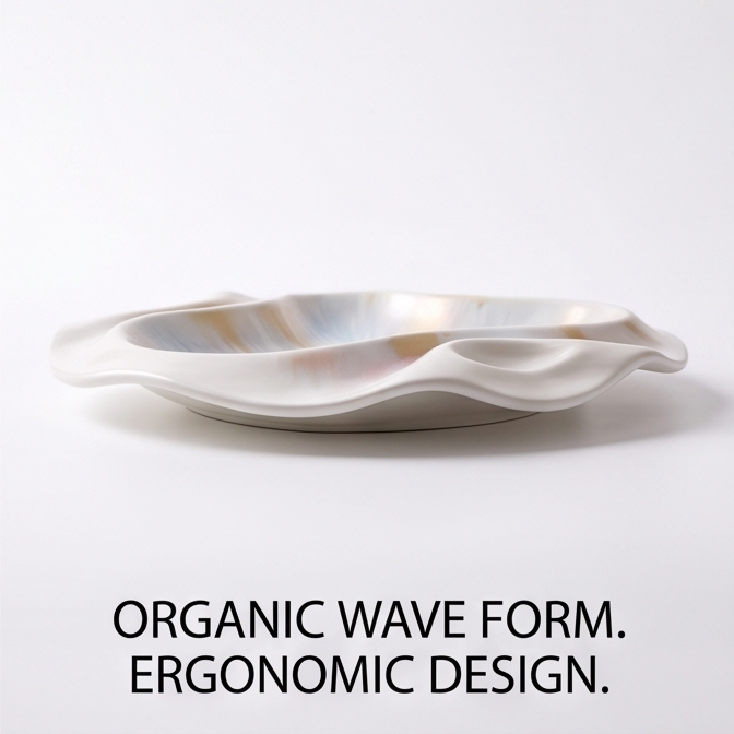 Iridescent Wave Ceramic Serving Dish