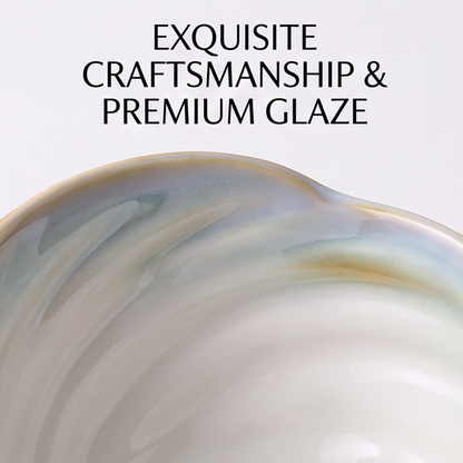 Pearl-White Shell-Shaped Ceramic Footed Bowl