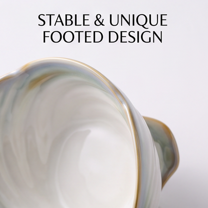 Pearl-White Shell-Shaped Ceramic Footed Bowl