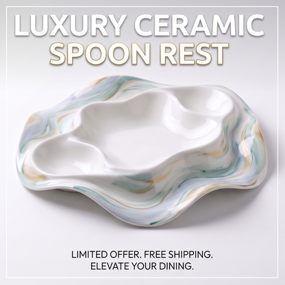 Marble & Gold Wave Ceramic Divided Serving Platter