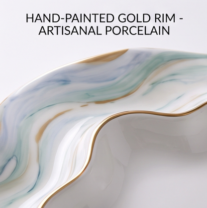 Marble & Gold Wave Ceramic Divided Serving Platter