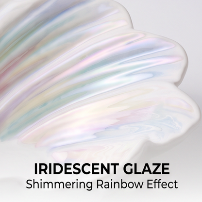 Iridescent Shell-Shaped Ceramic Serving Bowl