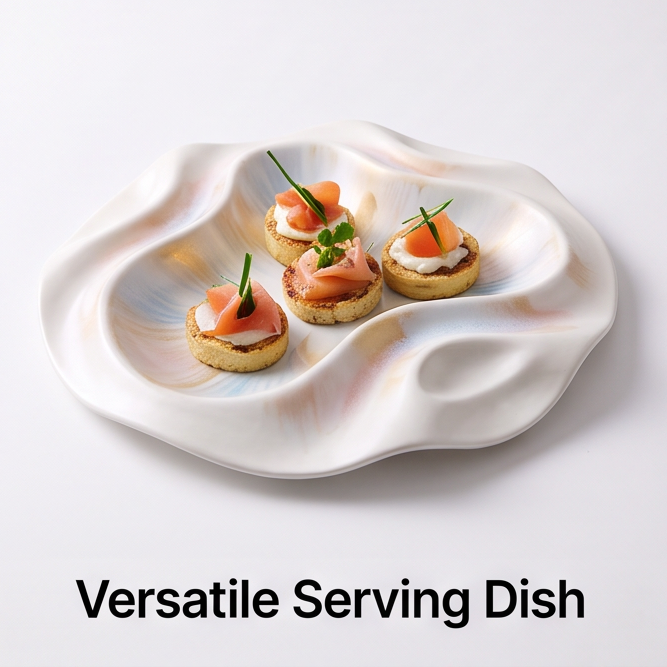 Iridescent Wave Ceramic Serving Dish