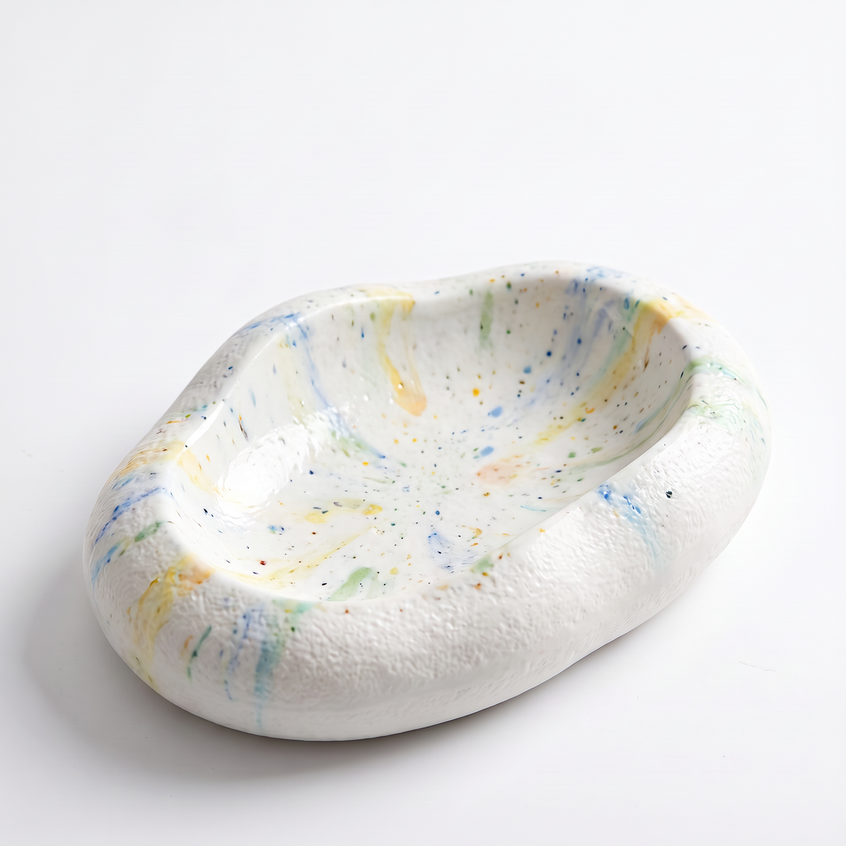 Hand-Painted Ceramic Pebble Serving Bowl