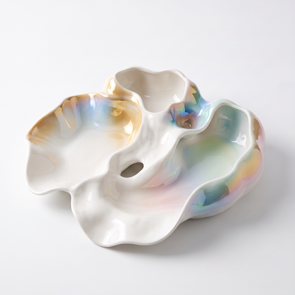 Aurora Collection Rainbow Glaze Ceramic Serving Platter