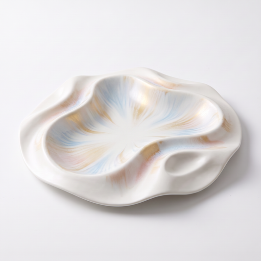 Iridescent Wave Ceramic Serving Dish