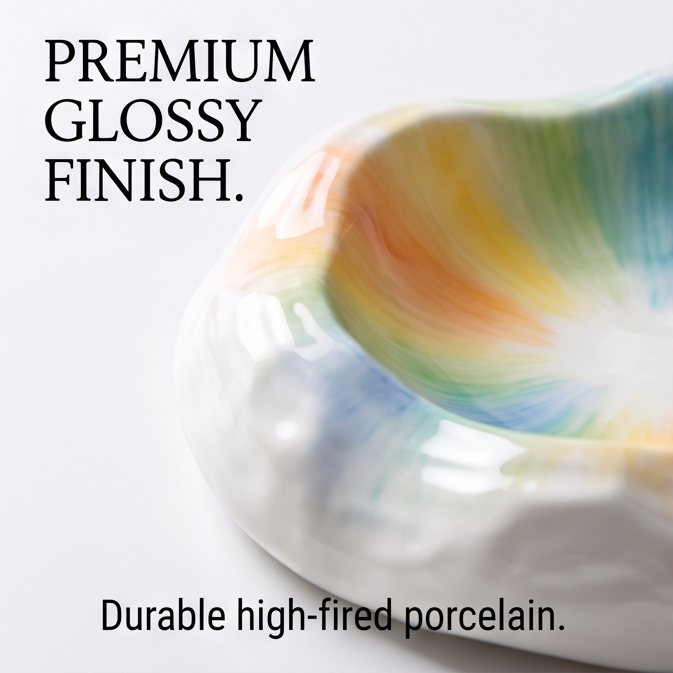 Artisanal Cloud Bowl - Hand-Painted Rainbow Glaze